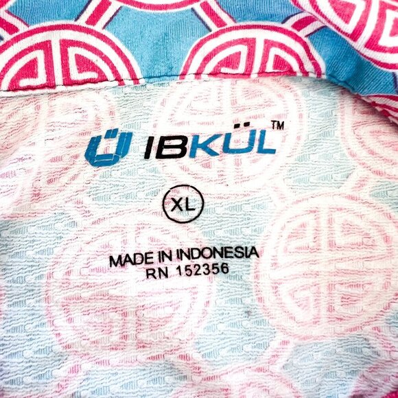 IBKUL Zip Long Sleeve Mock Neck Top Pink Blue medallion XL - Picture 6 of 10